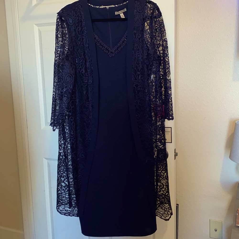 Maya Brooke 2 pcsleeveless dress/jacket *beadwork around neck missing some beads